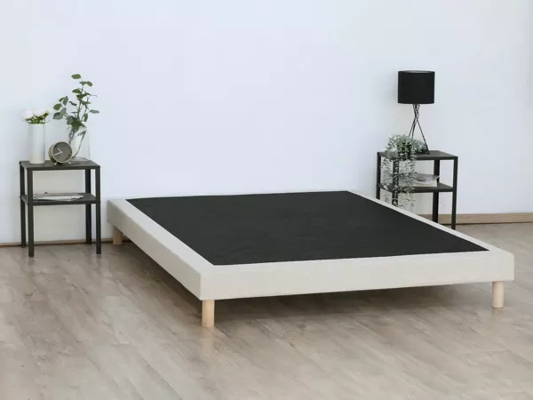 Vente-unique - KOZANI Lattenrost und Bettrahmen Stoff Beige - B 160 cm x H 23 cm x L 200 cm
