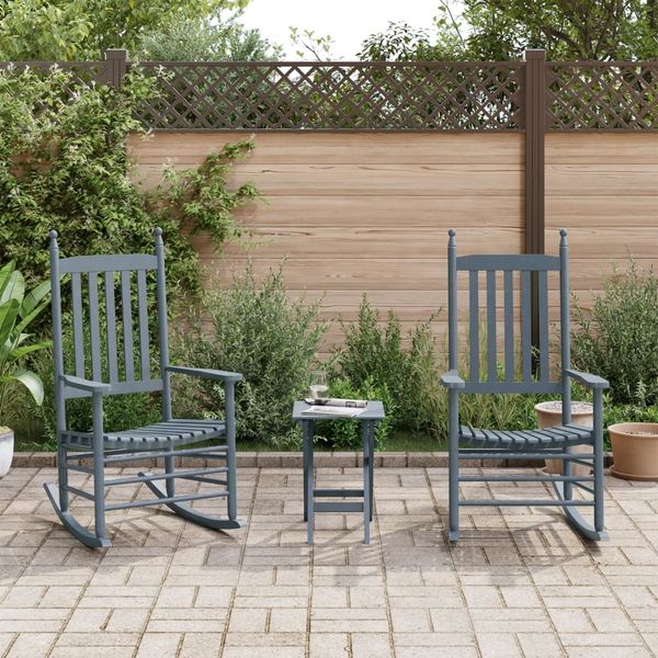 vidaXL Schaukelstühle 2 Stk. mit Klapptisch Grau Massivholz Pappel 3281593