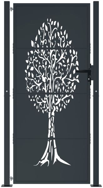 vidaXL Gartentor Anthrazit 100x175 cm Stahl Baum-Design 153158 Bild 3