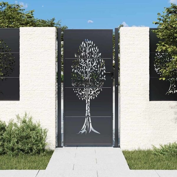 vidaXL Gartentor Anthrazit 100x175 cm Stahl Baum-Design 153158