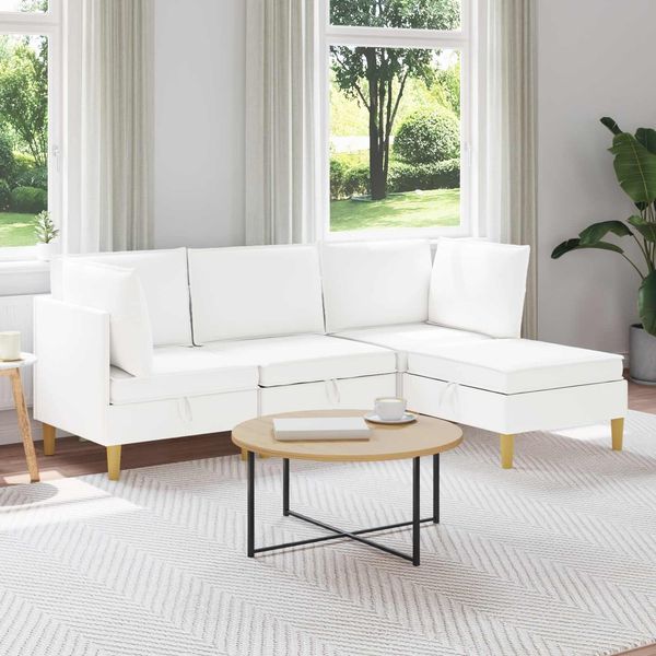 vidaXL Modular Sofa Set mit Stauraum 4 pcs Weiß Stoff 3413720