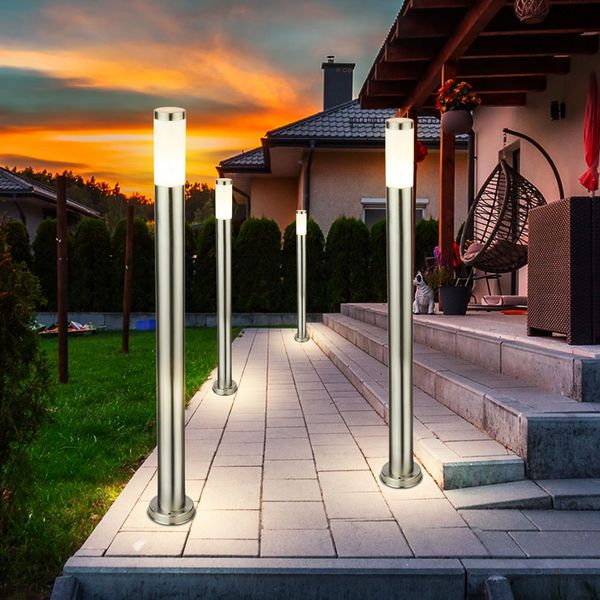 4er Set LED Edelstahl Stehleuchten, Höhe 110 cm