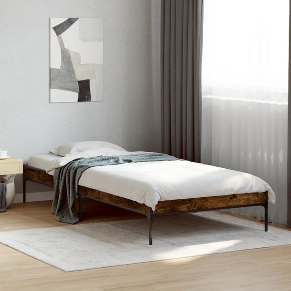vidaXL Bettgestell Räuchereiche 90x200 cm Holzwerkstoff und Metall 845033