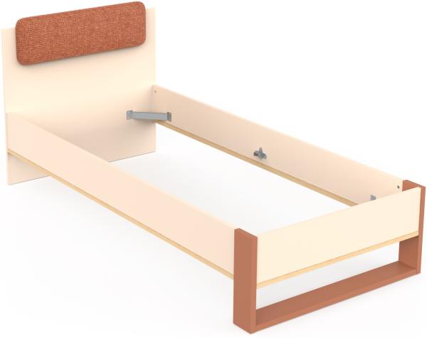 Einzelbett >CAMILLIA< in Beige - 203,7x89x96,5cm (BxHxT)