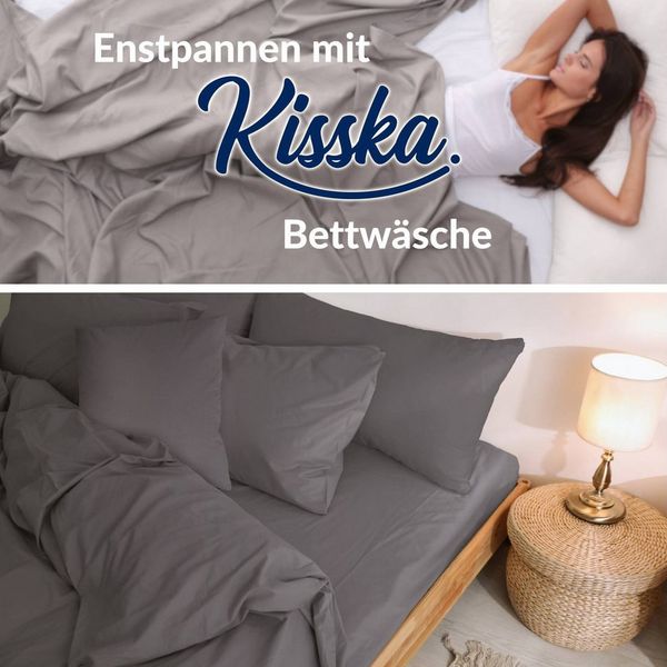 Kisska Kissenbezug LUNA Kissenüberzug Sofakissenbezug Kopfkissenbezug, (1 Stück), Atmungsaktiv, aus Baumwolle 50x30 Dunkelgrau