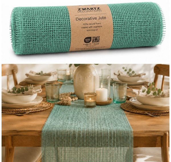 DecoHomeTextil Heimtextilmanufaktur Tischläufer Deco Jute Tischläufer Tischband Geschenkband Eco Friendly