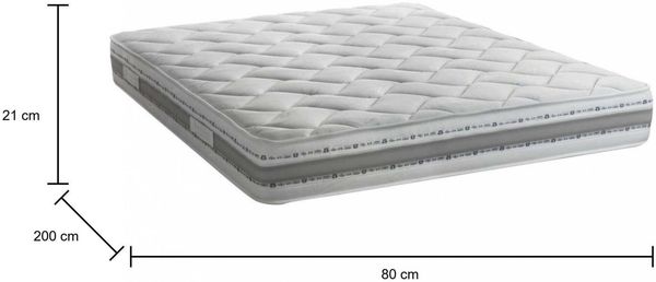 Dmora Einzelmatratze Anselmo, herausnehmbare Matratze aus Memory-Schaum und Wasserschaum, 100 % Made in Italy, milbenhemmend und hypoallergen, 80 x 200 x 21 cm Bild 3