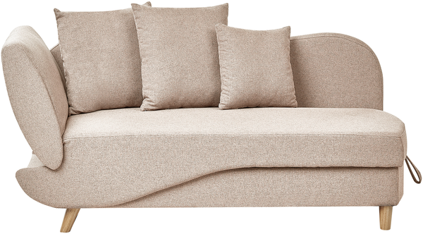 Chaiselongue Leinenoptik hellbraun mit Bettkasten linksseitig MERI II