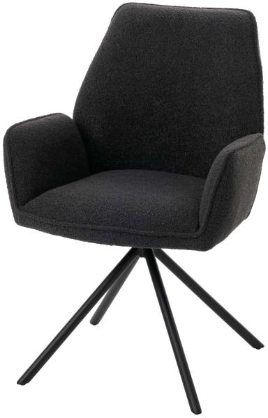Mendler 'HWC-G67' Esszimmerstuhl mit Armlehne, drehbar mit Auto-Position, Anthrazit, Schwarz