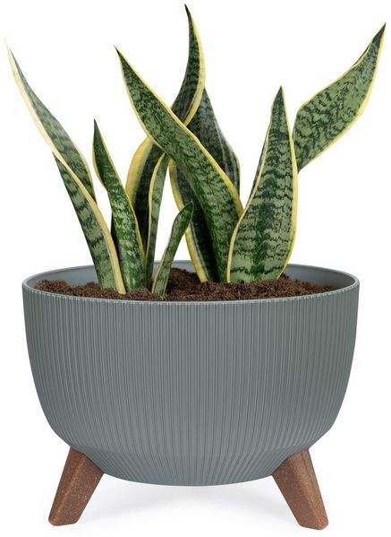 KONZEPT Blumentopf Pflanzenschale mit Füßen 33 cm, Pflanzkübel Groß Außen, Blumentopf Kunststoff, UV-Beständig, Wetterfest, Mit Wasserablauf