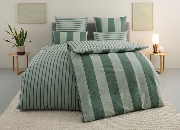 OTTO home Bettwäsche Sari in verschiedenen Qualitäten, Seersucker, 2 teilig, ab Gr. 135x200 cm, Wendedesign, moderne Bettwäsche mit Streifen