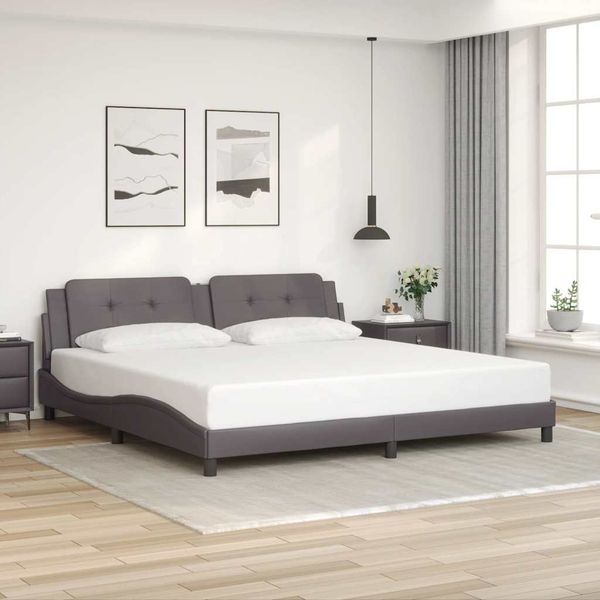 vidaXL Bettgestell ohne Matratze "Zadar" Grau 200x200 cm Kunstleder 3208208