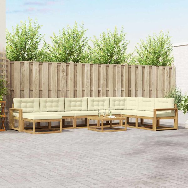 vidaXL Outdoor-Sofagarnitur 9 pcs Weiß und Creme 3386904