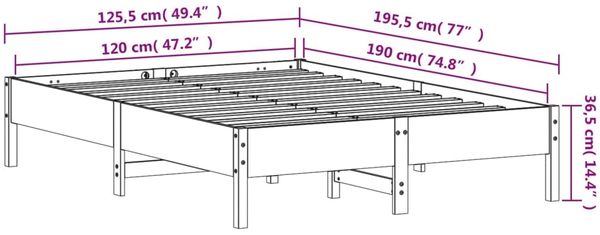 vidaXL Massivholzbett ohne Matratze 120x190 cm Kiefernholz 842722 Bild 9