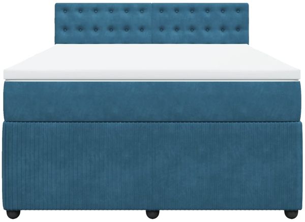 vidaXL Boxspringbett mit Matratze Blau 140x200 cm Samt 3287774 Bild 3
