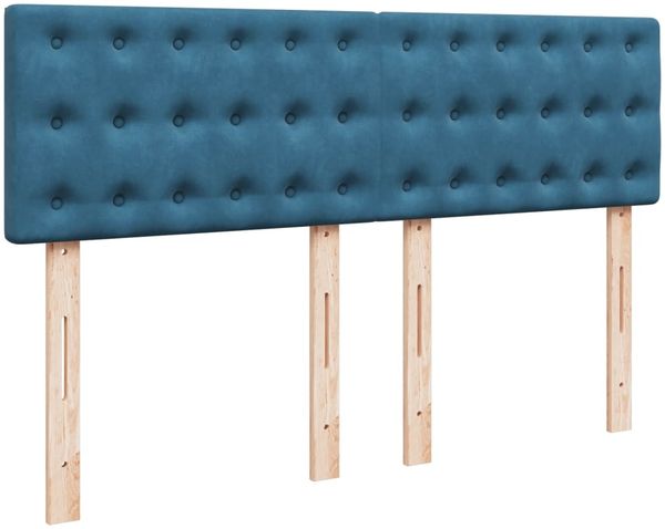 vidaXL Boxspringbett mit Matratze Blau 140x200 cm Samt 3287774 Bild 4