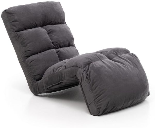 Modernes 1-Sitzer-Schlafsofa, Grau, 100% Metallrahmen und Polyestergewebe, 14-Fach verstellbare Rückenlehne, 160 cm Liegehöhe
