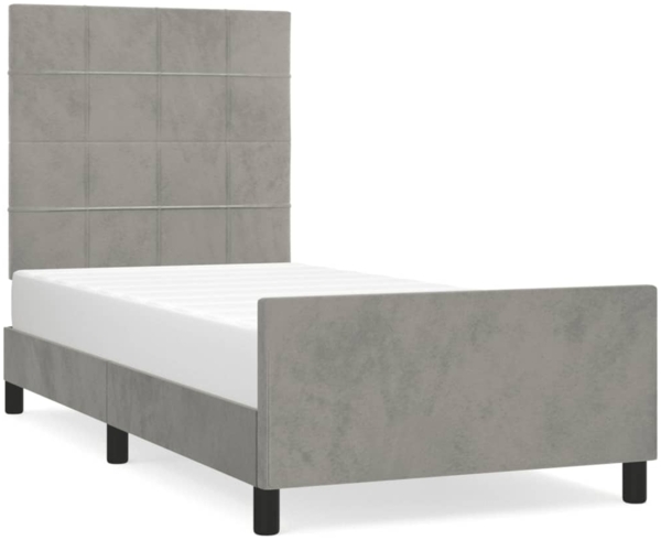 Bettgestell mit Kopfteil Samt Hellgrau 90x190 cm, Härtegrad: H2 [3125727]