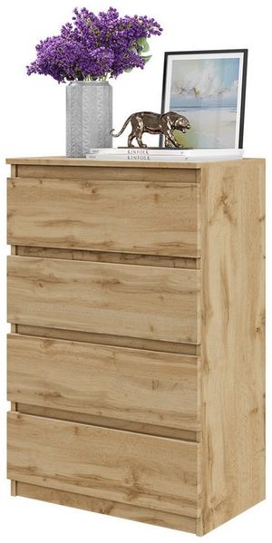 Furnica Kommode GABRIEL 4 Schubladen - Votan Eiche H92cm B60cm T33cm Bild 5