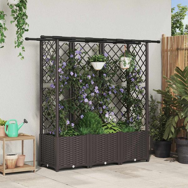 vidaXL Hochbeet mit Rankgitter und Dach Braun 163,5 x 40 x 136 cm PP 42032525