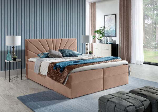 99rooms Zenturio Boxspringbett 180 x 200 cm Velours ROYAL VELVET Dunkelrosa