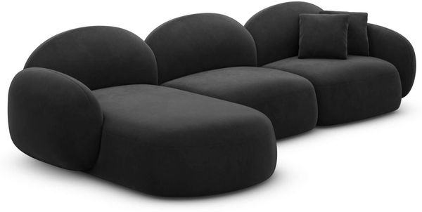 Couch Mirello L Form in Samtstoff - Samtstoff - schwarz - Links