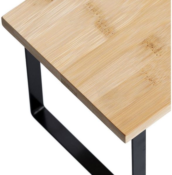 Basera® Regal Regal aus Bambus und schwarzem Metallgestell, 2-tlg, 2er Set, stapelbar