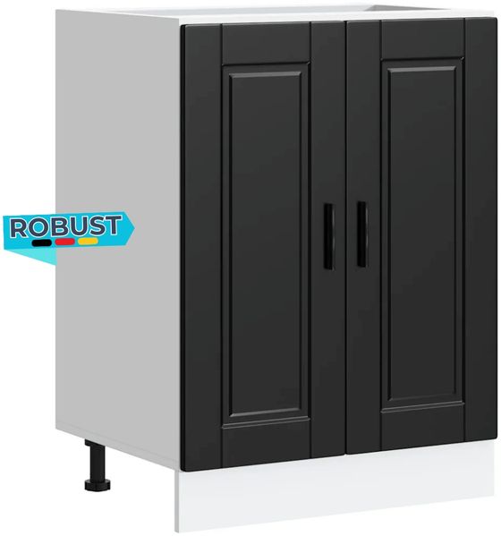 Küchenunterschrank THEO Schwarz 60x46x81,5 cm | Küche Unterschrank mit Türen