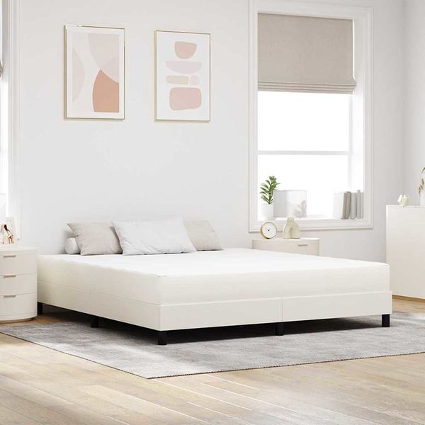 vidaXL Bettmatratze mit Matratze Creme 180 x 200 cm Stoff 42008303