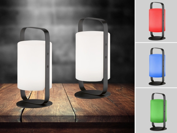 2er SET Outdoor Akku Tischlampen mit Fernbedienung & RGB, Höhe 25cm