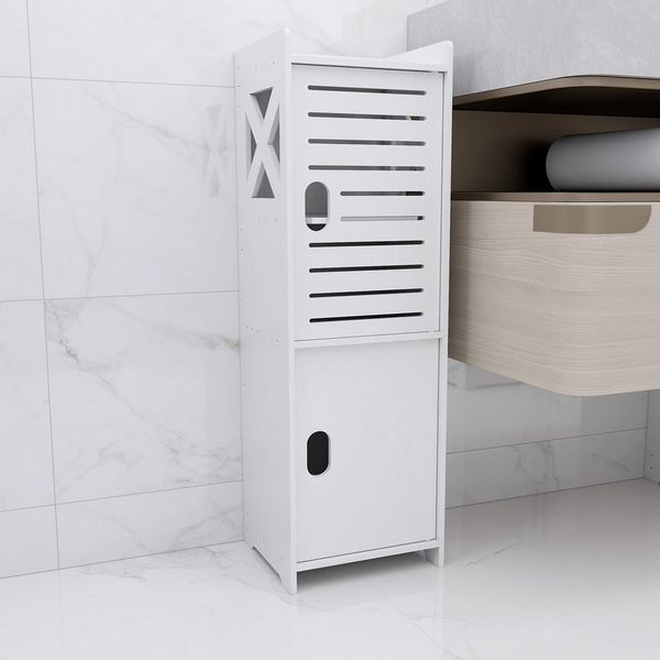 JEOBEST Badkommode Aufbewahrungsschrank, kleiner Schrank, (1-St, Badregal), Schmal mit Tür, 24x22x75 cm