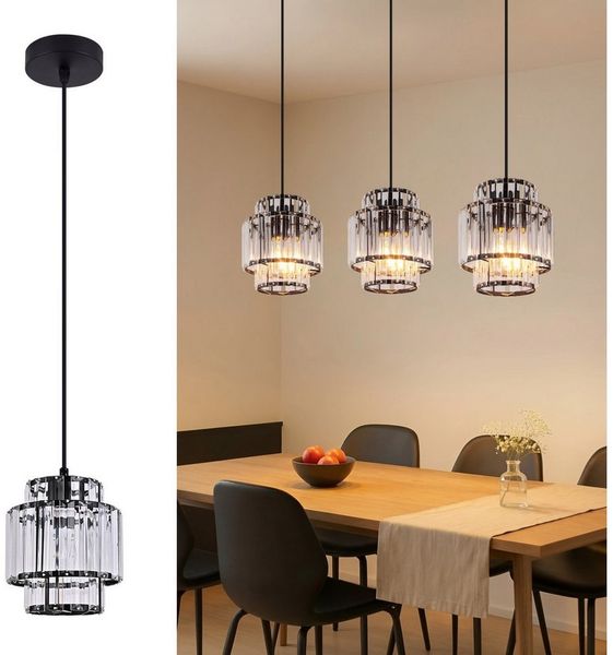 Nettlife Pendelleuchte Glas Kristall 1 Flammig E27 Hängeleuchte Ohne Leuchtmittel, ohne Leuchtmittel, für Esstisch Moderne Esszimmerlampe Wohnzimmer Küche