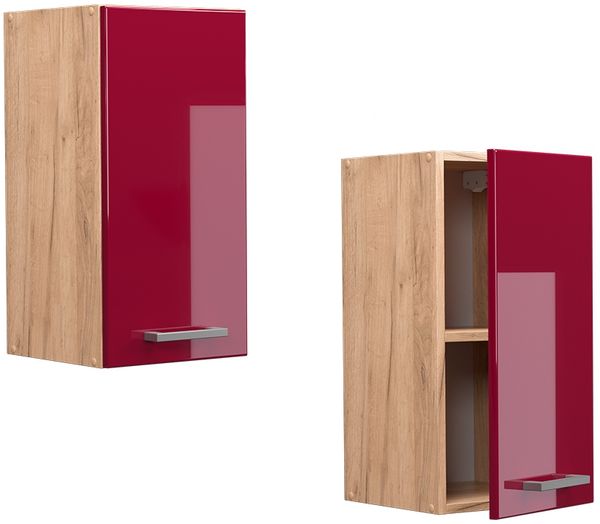 Vicco Küchenschrank Küchenzeile R-Line, Bordeaux Hochglanz, Hängeschrank 30 cm Bild 5
