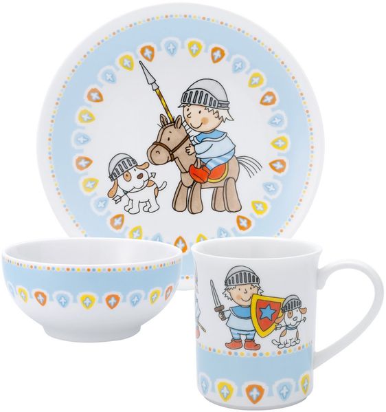 PURESIGNS Kindergeschirr-Set MIKO (3-tlg), 1 Personen, Porzellan, Plastikfreier Essgenuss für die Kleinen
