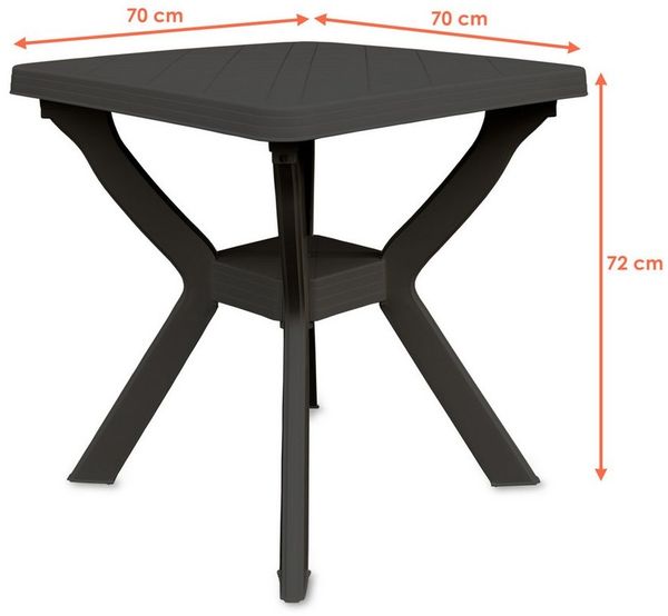 Spetebo Gartentisch Kunststoff Outdor Tisch quadratisch 70 cm (Anzahl, 1-St, Stück), mit modernem X-Gestell