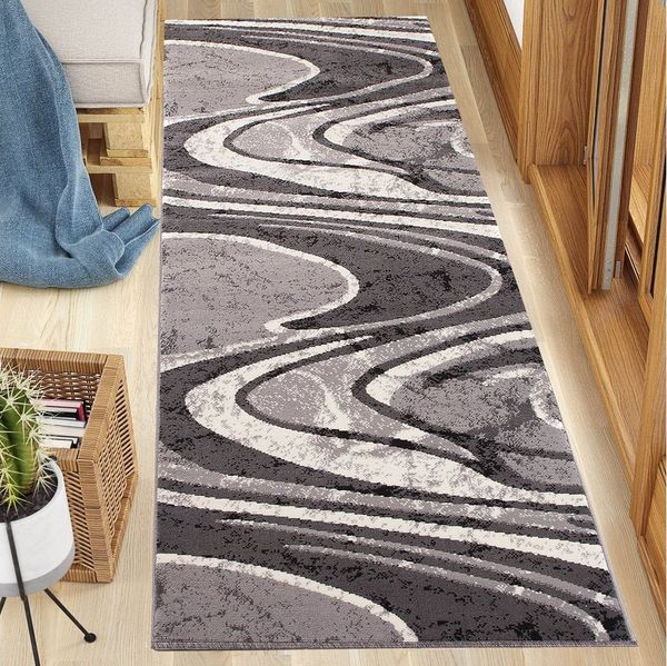 Mazovia Läufer Läufer Flurläufer Modern für Vorzimmer 70 cm Breit Grau, 70 x 100 cm, Kurzflor, Meterware, Höhe 8 mm