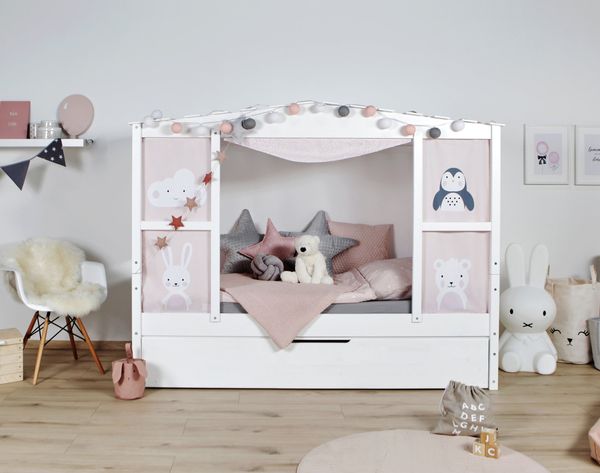 Hausbett "Lio" 90x200 Kiefer massiv weiß