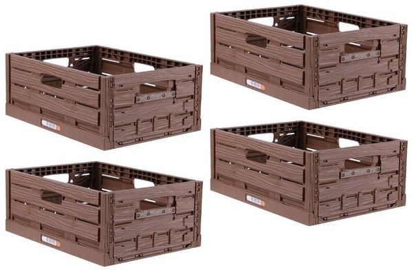 Bestlivings Klappbox Einkaufskorb in Holzoptik, Stabile Stapelbare Lagerkiste - Faltbare Einkaufsbox - Klappkiste
