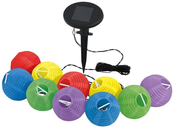 LED Solarleuchte, Lichterkette, Erdspieß, 10x Lampions, L 430 cm