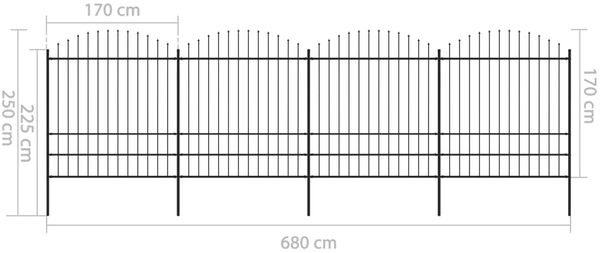 vidaXL Gartenzaun mit Speerspitze Stahl 714,5 x 200 cm Schwarz 277751 Bild 5