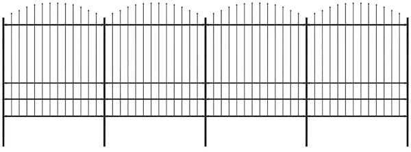 vidaXL Gartenzaun mit Speerspitze Stahl 714,5 x 200 cm Schwarz 277751