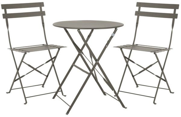 SVITA Balkonmöbel Bistroset Stuhl Tisch Garten Bistro Cafe Metall Klappmöbel Taupe