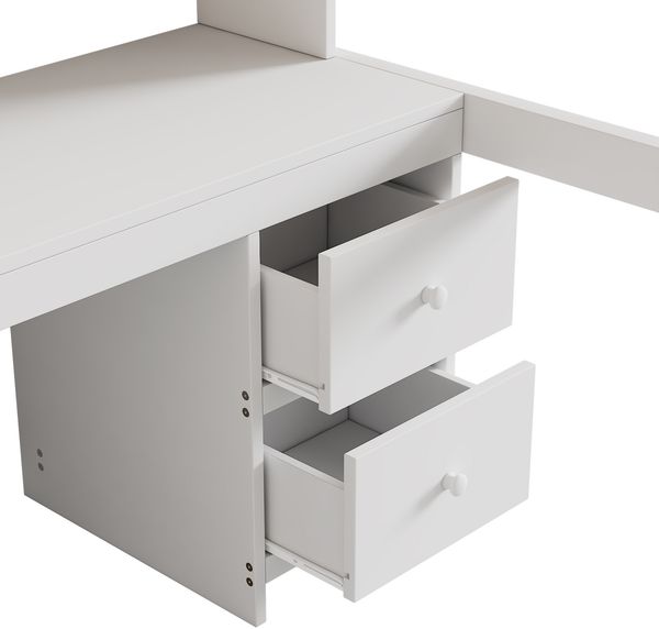 Bett 90x200 cm mit Schreibtisch und viel Stauraum – Hochbett aus Kiefernholz, platzsparend und sicher Bild 10