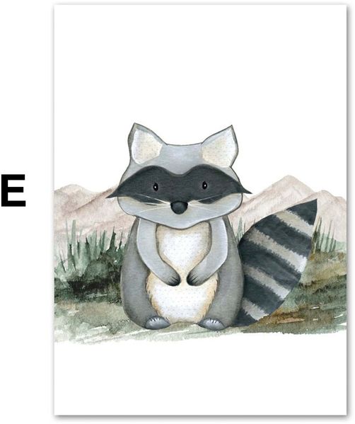 Poster Kinder Wald Tiere Fuchs Waschbär Reh Eule Fuchs Braunbär und Berge als Deko Print ohne Rahmen - B / 40X60cm Bild 6