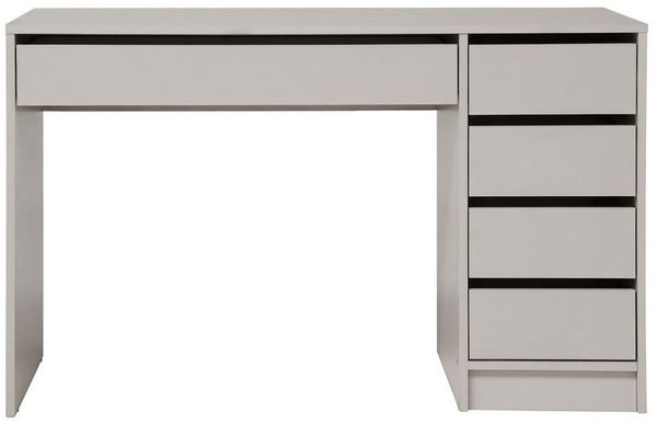 Beautysofa Schreibtisch Malta 120 cm mit Schubladen (Funktionales Design für Home Office - rechts/Links montierbar, Weiß oder Kaschmir), Wahlweise mit oder ohne Griffe