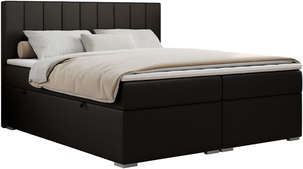 Boxspringbett mit 2 Bettkästen, Matratze und Topper, Polsterbett - ALLY - 200x200cm - Schwarz Kunstleder - H4 Bild 3