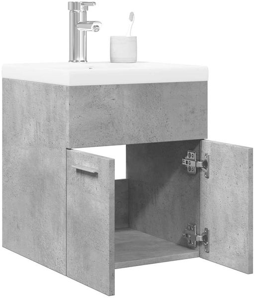 vidaXL 2-tlg. Badmöbel-Set Betongrau Holzwerkstoff 3324857