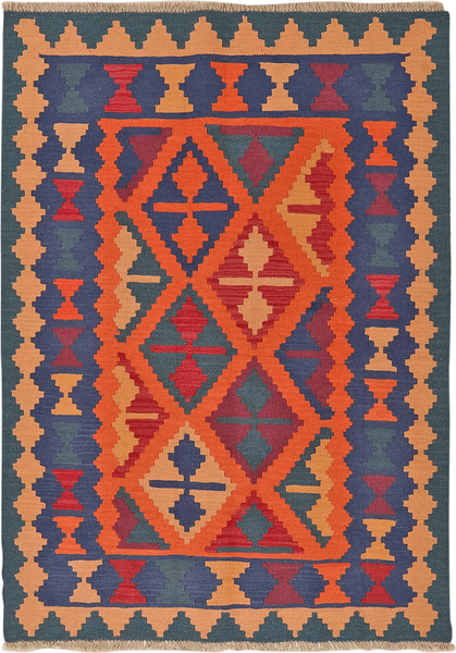 Looma 'Farzaneh' Kelim Gashgai handgewebt, Schurwolle Orange, 122x169 cm
