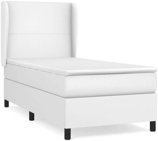 vidaXL Boxspringbett mit Matratze Weiß 100x200 cm Kunstleder 3128896