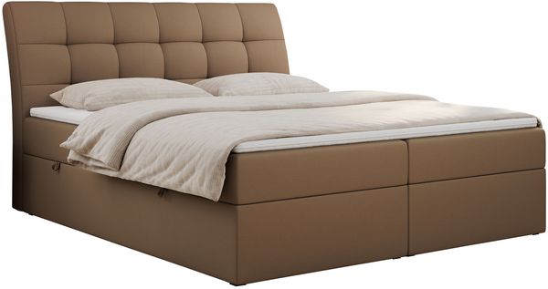 Boxspringbett Polsterbett mit Multipocket-Matratze und Topper - DIEGOS - 120x200cm - Braun Kunstleder - H3 Bild 3